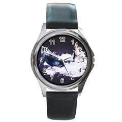 Blue Whale Dream Round Metal Watch by goljakoff