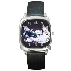 Blue Whale Dream Square Metal Watch by goljakoff