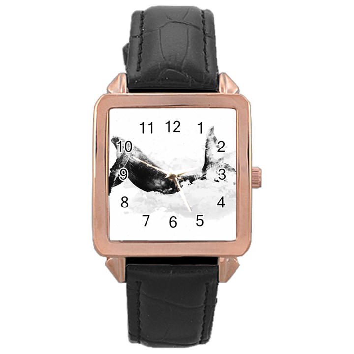 Blue whale dream Rose Gold Leather Watch 