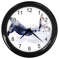 Blue Whale Dream Wall Clock (black) by goljakoff