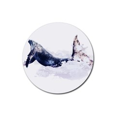 Blue Whale Dream Rubber Round Coaster (4 Pack)  by goljakoff