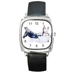 Blue Whale Dream Square Metal Watch by goljakoff