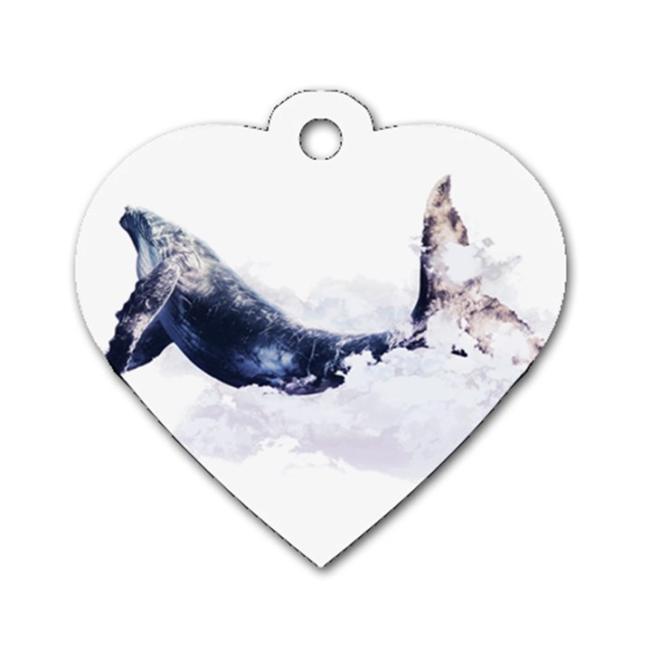 Blue whale dream Dog Tag Heart (Two Sides)