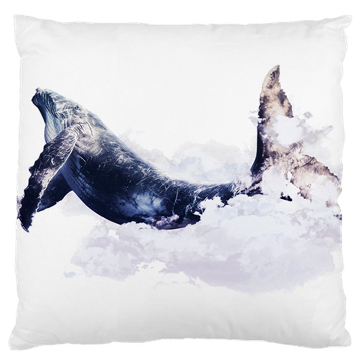 Blue whale dream Large Cushion Case (One Side)