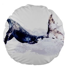 Blue Whale Dream Large 18  Premium Round Cushions by goljakoff