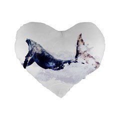 Blue Whale Dream Standard 16  Premium Heart Shape Cushions by goljakoff