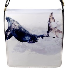 Blue Whale Dream Flap Closure Messenger Bag (s) by goljakoff