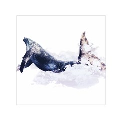 Blue Whale Dream Small Satin Scarf (square) by goljakoff