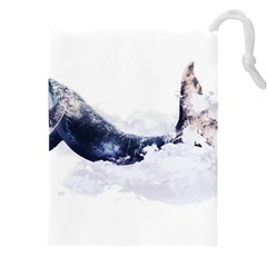 Blue Whale Dream Drawstring Pouch (4xl) by goljakoff