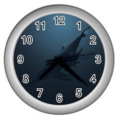 Blue Whale Family Wall Clock (silver) by goljakoff