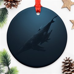 Blue Whale Family Round Ornament (two Sides) by goljakoff