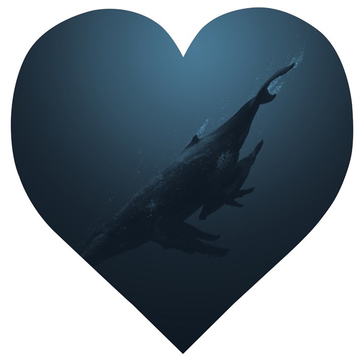 Blue whale family Wooden Puzzle Heart