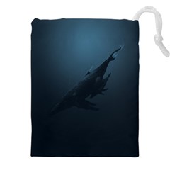 Blue Whale Family Drawstring Pouch (4xl) by goljakoff