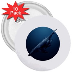 Whales 3  Buttons (10 Pack)  by goljakoff