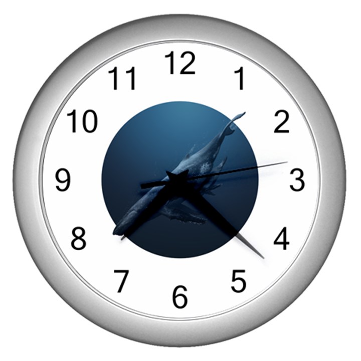 Whales Wall Clock (Silver)