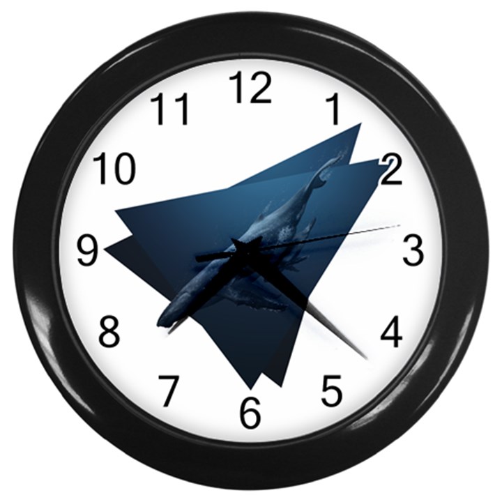 Blue whales Wall Clock (Black)