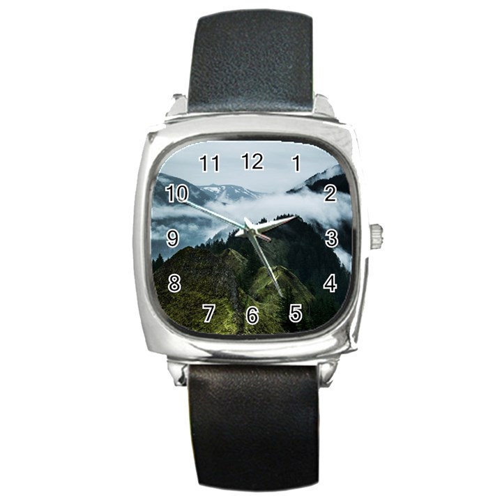 Mountain landscape Square Metal Watch