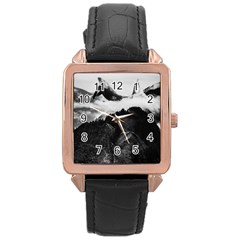 Whale In Clouds Rose Gold Leather Watch  by goljakoff