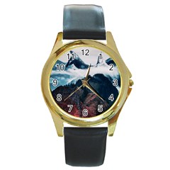 Dream Whale Round Gold Metal Watch by goljakoff