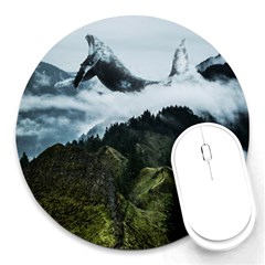 Blue Whales Dream Round Mousepads by goljakoff