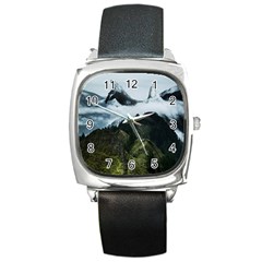 Blue Whales Dream Square Metal Watch by goljakoff