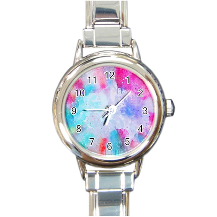 Rainbow paint Round Italian Charm Watch