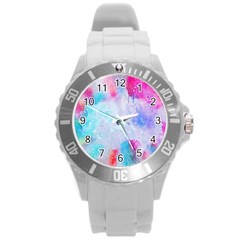 Rainbow Paint Round Plastic Sport Watch (l) by goljakoff