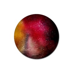 Red Galaxy Paint Rubber Coaster (round)  by goljakoff