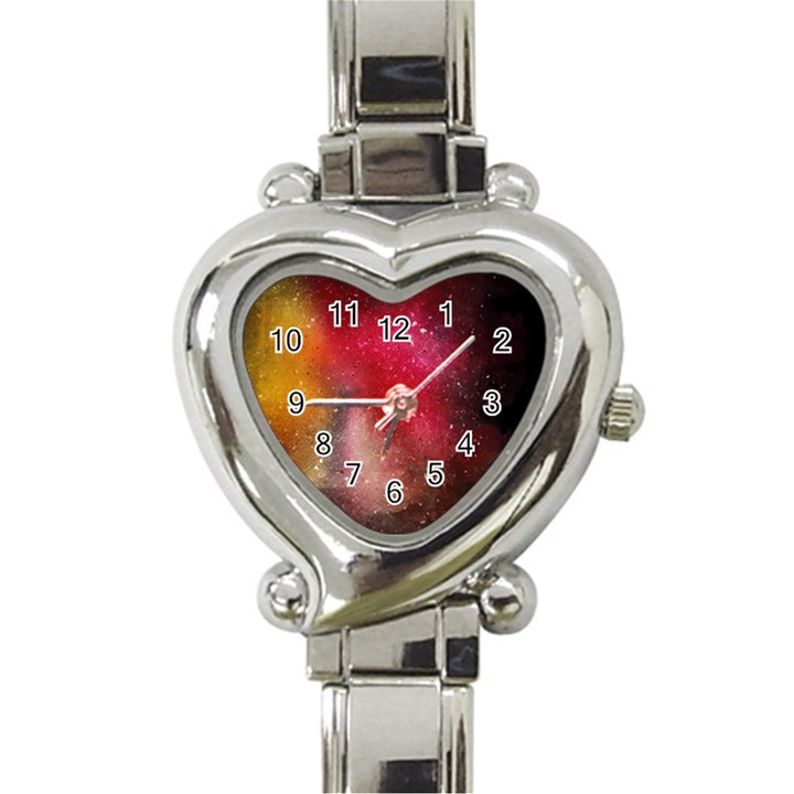 Red galaxy paint Heart Italian Charm Watch