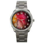 Red galaxy paint Sport Metal Watch Front