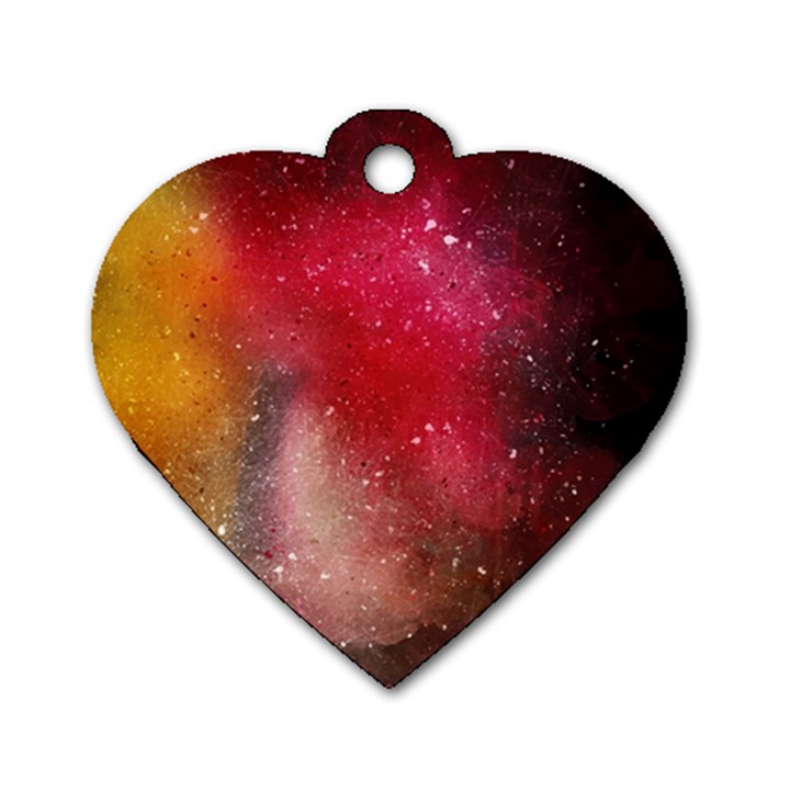 Red galaxy paint Dog Tag Heart (Two Sides)