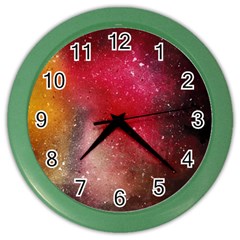 Red Galaxy Paint Color Wall Clock by goljakoff