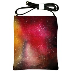 Red Galaxy Paint Shoulder Sling Bag by goljakoff