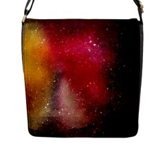 Red Galaxy Paint Flap Closure Messenger Bag (l) by goljakoff