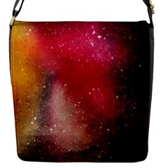 Red Galaxy Paint Flap Closure Messenger Bag (s) by goljakoff