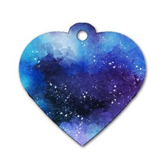 Blue Space Paint Dog Tag Heart (one Side) by goljakoff