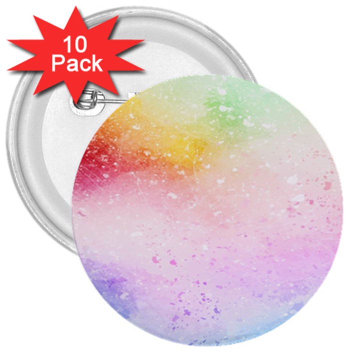 Rainbow splashes 3  Buttons (10 pack) 