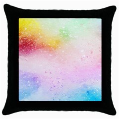 Rainbow Splashes Throw Pillow Case (black) by goljakoff