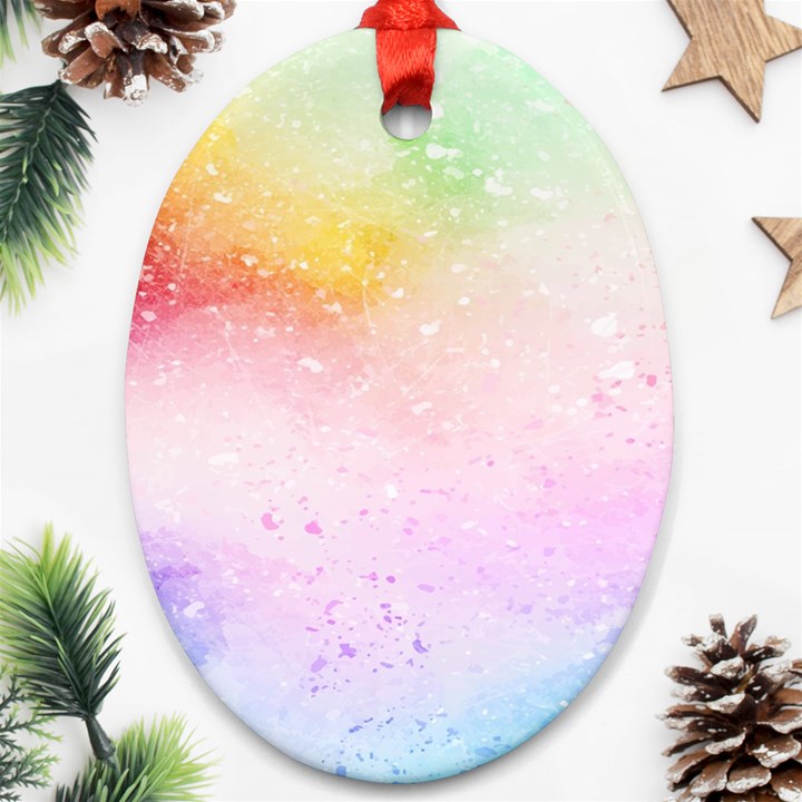 Rainbow splashes Oval Ornament (Two Sides)