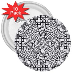 Modern Black And White Geometric Print 3  Buttons (10 Pack)  by dflcprintsclothing