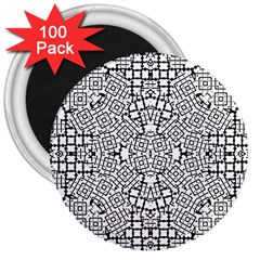 Modern Black And White Geometric Print 3  Magnets (100 Pack)