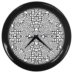 Modern Black And White Geometric Print Wall Clock (black) by dflcprintsclothing