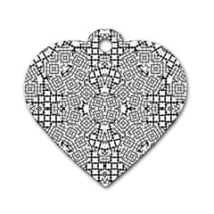 Modern Black And White Geometric Print Dog Tag Heart (two Sides)