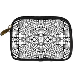 Modern Black And White Geometric Print Digital Camera Leather Case