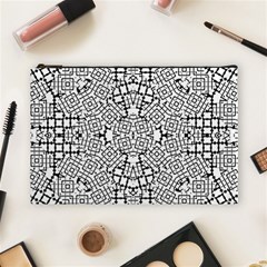 Modern Black And White Geometric Print Cosmetic Bag (large)