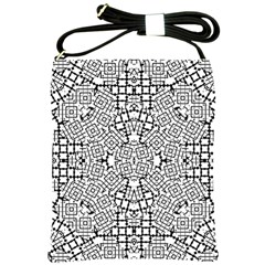 Modern Black And White Geometric Print Shoulder Sling Bag