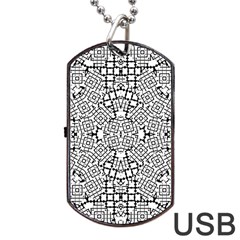 Modern Black And White Geometric Print Dog Tag Usb Flash (two Sides) by dflcprintsclothing