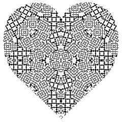 Modern Black And White Geometric Print Wooden Puzzle Heart by dflcprintsclothing