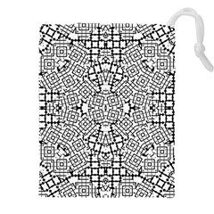 Modern Black And White Geometric Print Drawstring Pouch (4xl) by dflcprintsclothing