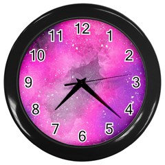 Purple Space Wall Clock (black) by goljakoff